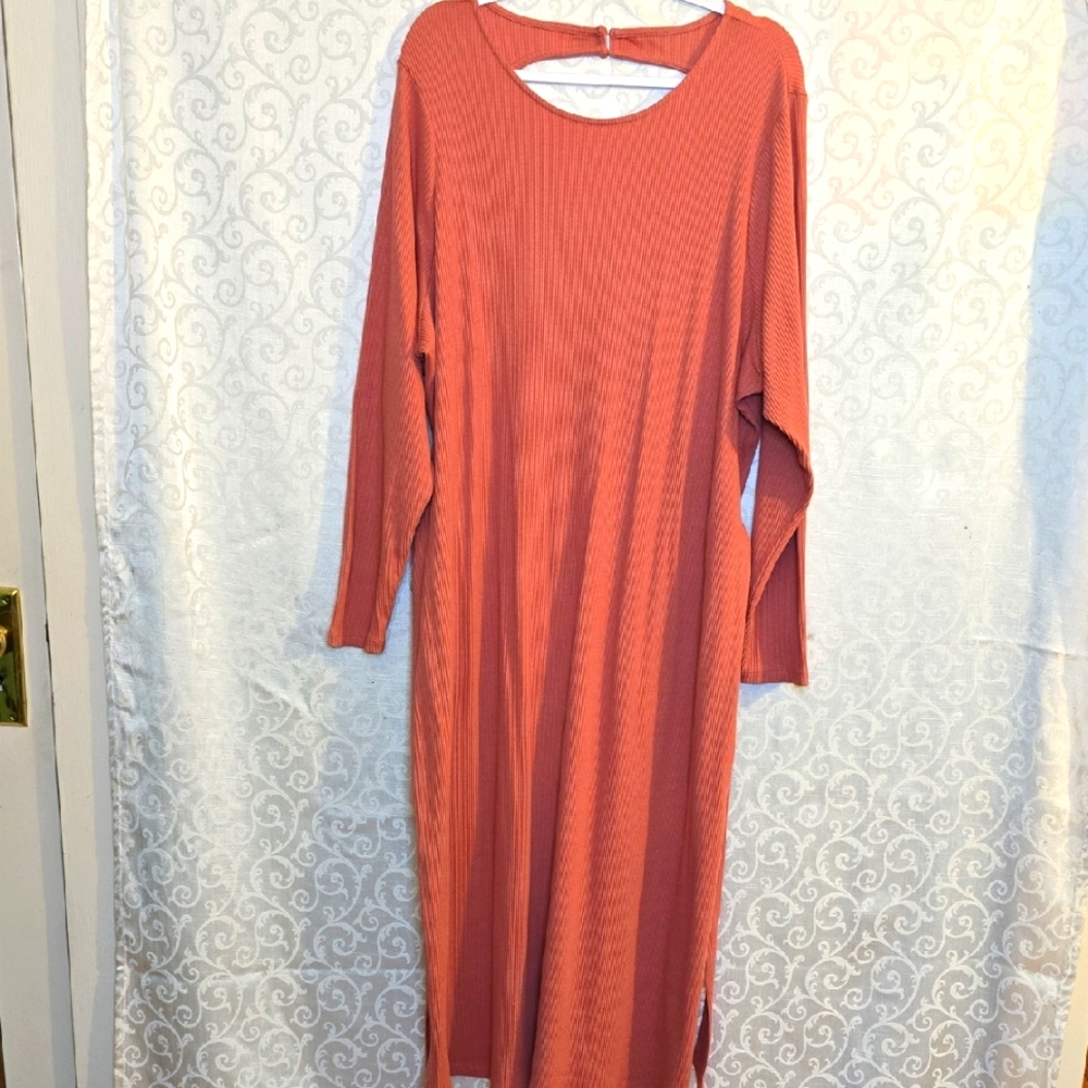Who What Wear Terracotta Long Sleeve Dress